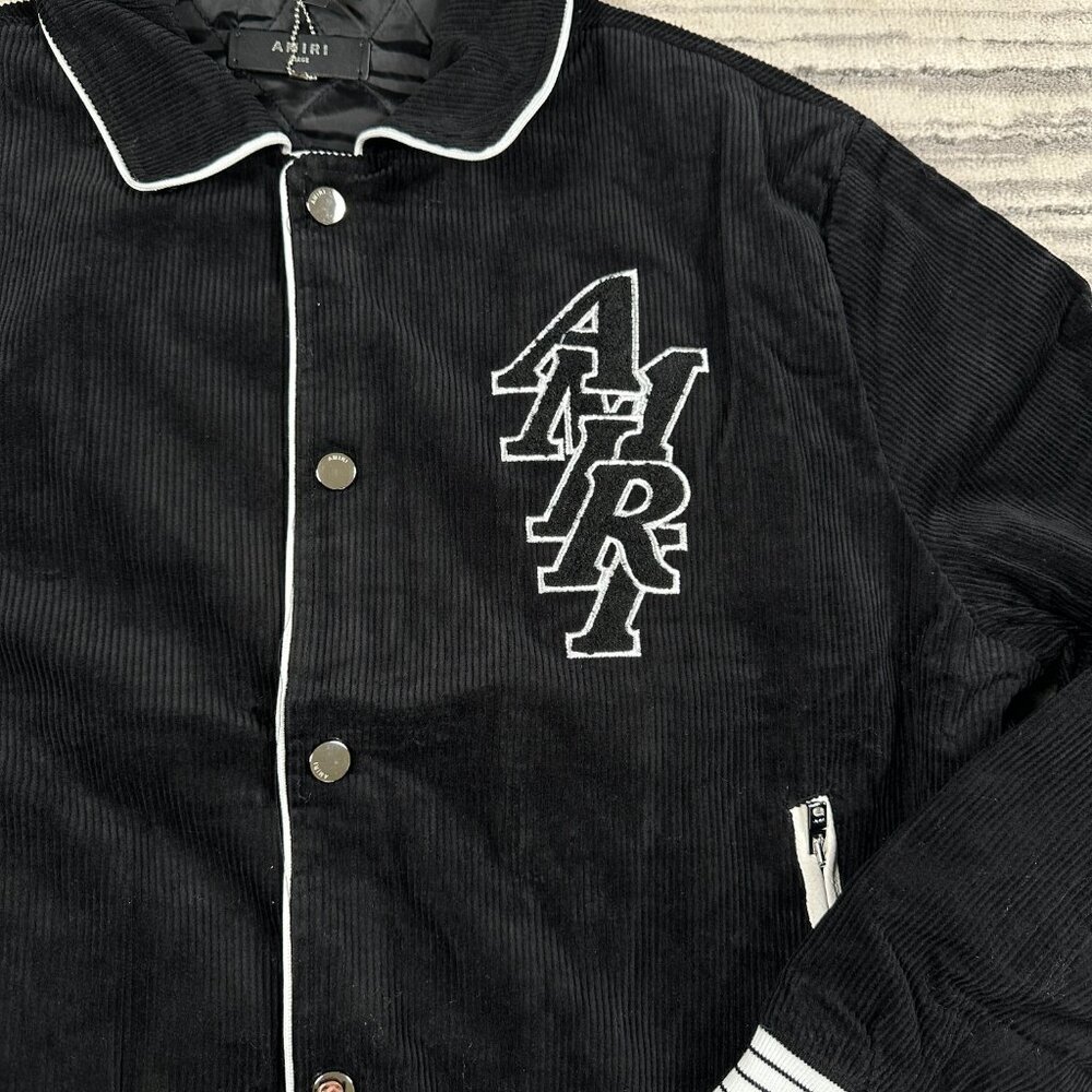 Amiri Stacked Letterbox Logo Varsity Jacket Black Mens Size Large - Picture 3 of 4